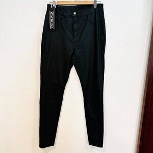 NWT Wayrunz Top Trends Black Faux Leather Pants High Rise Skinny 30x28.5 JRs 11
